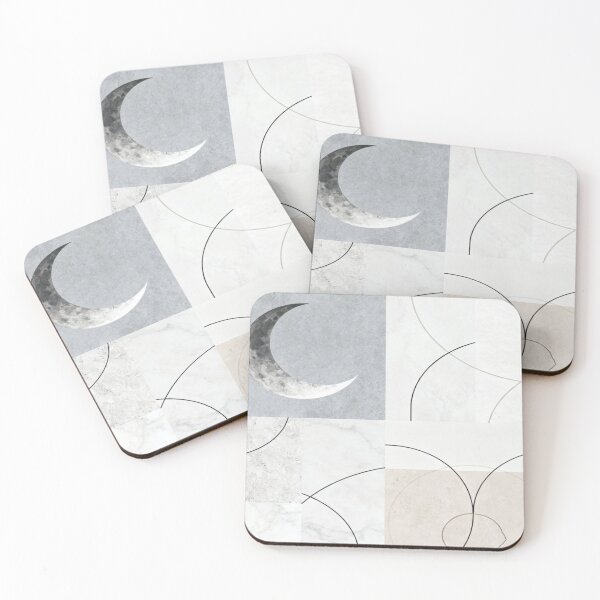 Item preview, Lunar Grid – Marble Collage with Crescent and Abstract Lines designed and sold by Cristhian Almanza.