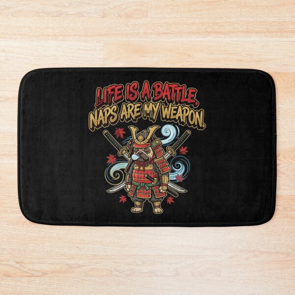 Item preview, Fighting the urge to sleep is a losing battle for this Samurai Pug.  designed and sold by Tong4130.