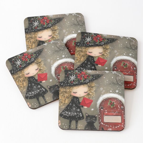 Item preview, Winter Witch Sending a Holiday Letter designed and sold by WhimsyWink.