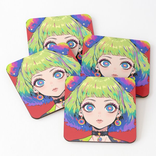 Item preview, Galaxy Eyes Rainbow Hair Anime Girl designed and sold by bubblegoth.