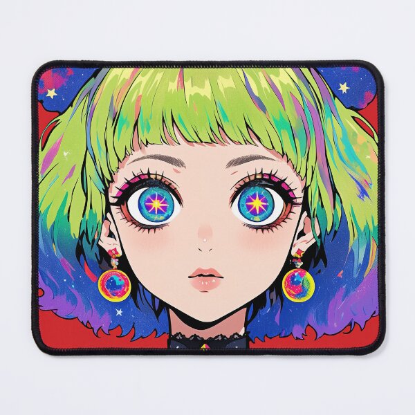 Item preview, Galaxy Eyes Rainbow Hair Anime Girl designed and sold by bubblegoth.