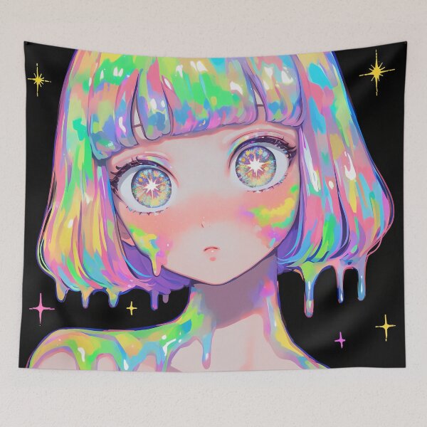 Item preview, Melting Rainbow Starburst Eyes Girl designed and sold by bubblegoth.