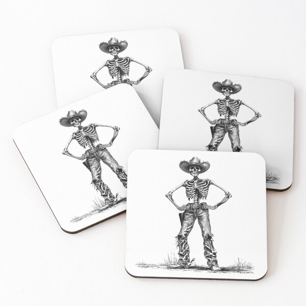 Item preview, Skeleton Cowboy – Dark Western Illustration in Black and White+ designed and sold by inkoutninja.