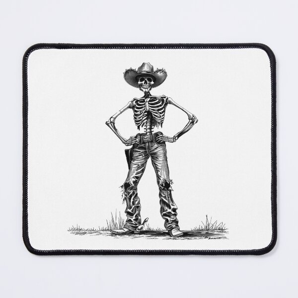 Item preview, Skeleton Cowboy – Dark Western Illustration in Black and White+ designed and sold by inkoutninja.