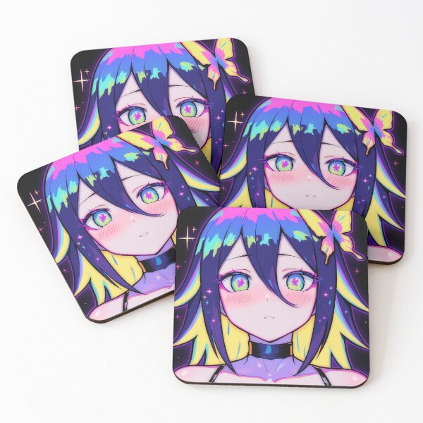 Item preview, Neon Vaporwave Butterfly Anime Girl designed and sold by bubblegoth.