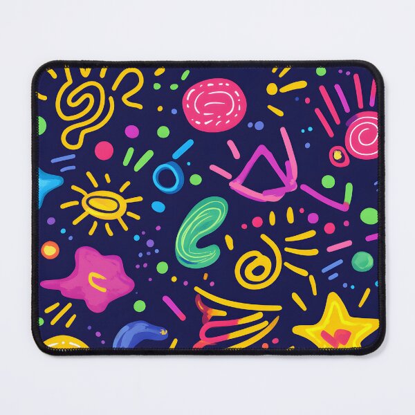 Item preview, Colorful Abstract Doodle Pattern – Playful Neon Shapes on Dark Background designed and sold by GiftsCreek.