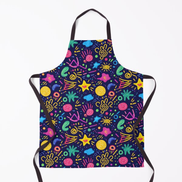 Item preview, Colorful Abstract Doodle Pattern – Playful Neon Shapes on Dark Background designed and sold by GiftsCreek.