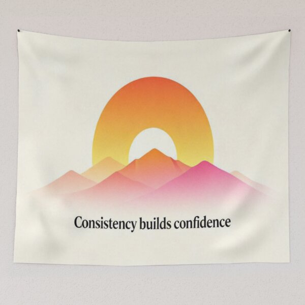 Item preview, Confidence Through Consistency – Vibrant Mountain Scene with Motivational Quote designed and sold by Cristhian Almanza.