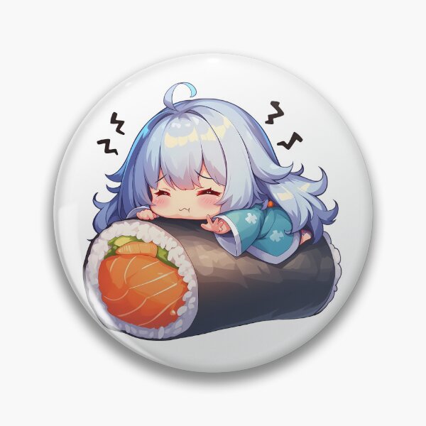 Item preview, Sirius Azur Lane Chibi Sushi Kawaii Anime Girl Blue Hair Roll designed and sold by CarlosBender.