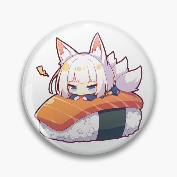 Item preview, Kaga Azur Lane Chibi Sushi Kawaii Anime Girl Fox Cute Roll designed and sold by CarlosBender.