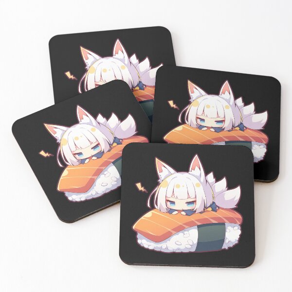 Item preview, Kaga Azur Lane Chibi Sushi Kawaii Anime Girl Fox Cute Roll designed and sold by CarlosBender.