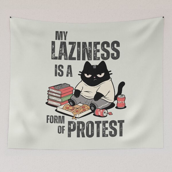 Item preview, My Laziness Is A Form Of Protest - Black Scowl Anti Work Cat designed and sold by IAPICTURE.