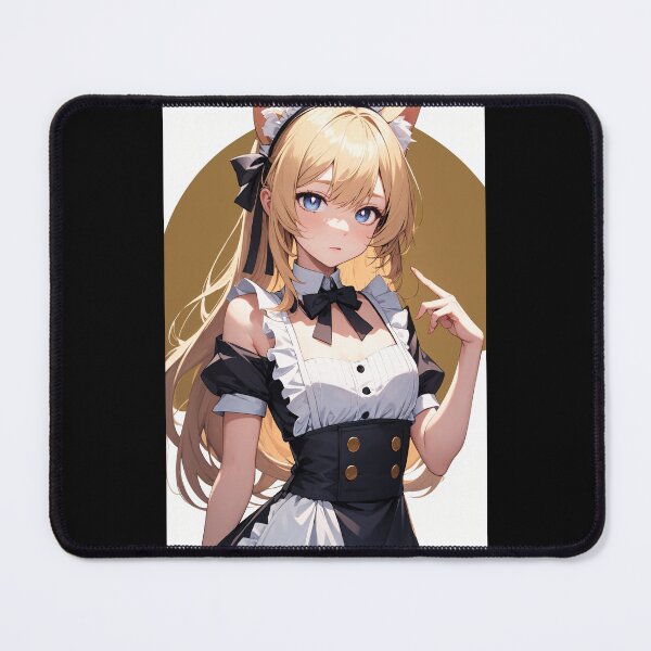 Item preview, Kawaii Blonde Maid Anime Girl Cat Ear Aesthetic Illustration designed and sold by iloveanimechibi.