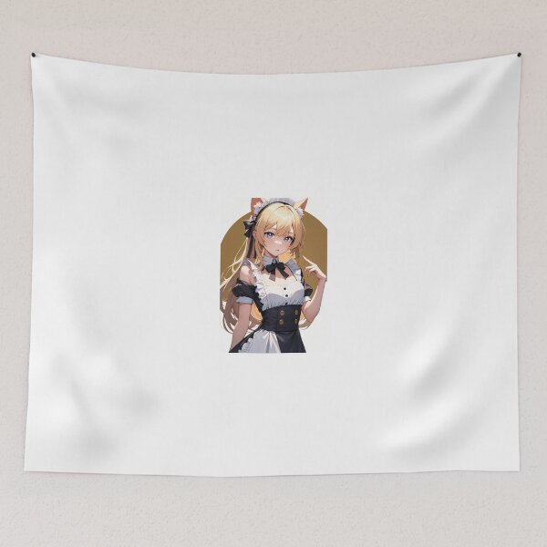 Item preview, Kawaii Blonde Maid Anime Girl Cat Ear Aesthetic Illustration designed and sold by iloveanimechibi.