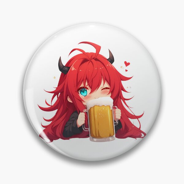 Item preview, Rias Gremory High School DxD Anime Girl Chibi Kawaii Beer Cute Playful Celebration designed and sold by riadjamai.