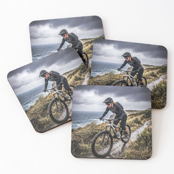 Item preview, Tasmanian Coastal Storm MTB Ride – Cinematic Action Photography Print. designed and sold by Hinson MTB Visuals.