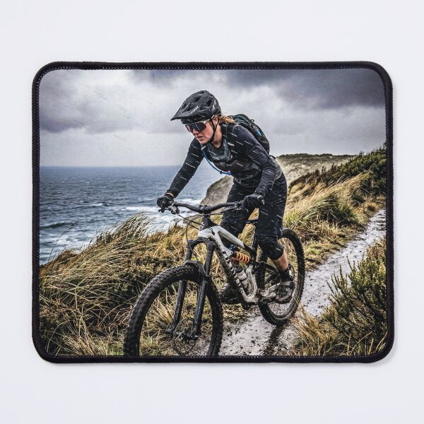 Item preview, Tasmanian Coastal Storm MTB Ride – Cinematic Action Photography Print. designed and sold by Hinson MTB Visuals.