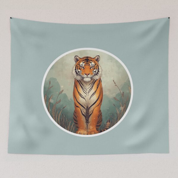Item preview, Tiger Guardian of the Forest – Majestic Tiger Artistic Illustration designed and sold by soletstudio.