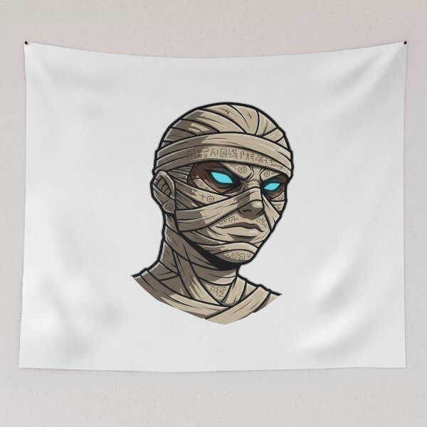 Item preview, Ancient Mummy Head - Glowing Blue Eyes Vector Art designed and sold by Oddifys.