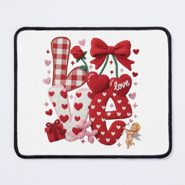 Item preview, Yarn Faux Knit Love Valentine, Cupid Love, Be Mine designed and sold by vintagearttee.