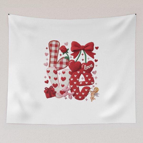 Item preview, Yarn Faux Knit Love Valentine, Cupid Love, Be Mine designed and sold by vintagearttee.