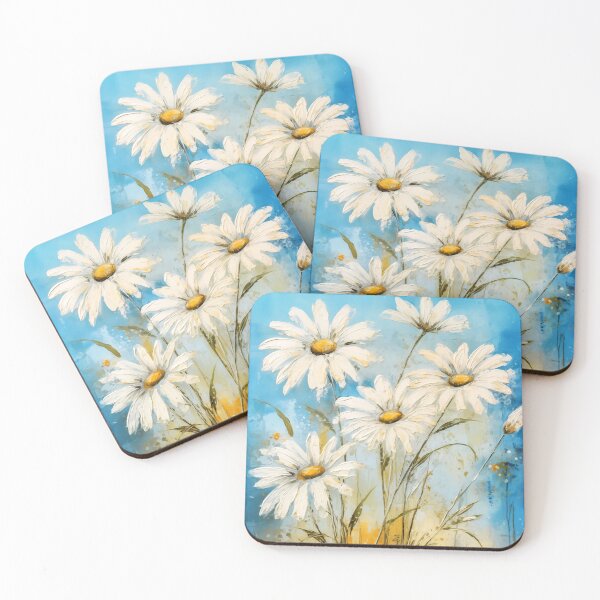 Item preview, Chic White Daisies On Elegant Blue Background  designed and sold by DEC02.