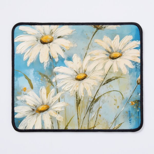 Item preview, Chic White Daisies On Elegant Blue Background designed and sold by DEC02.