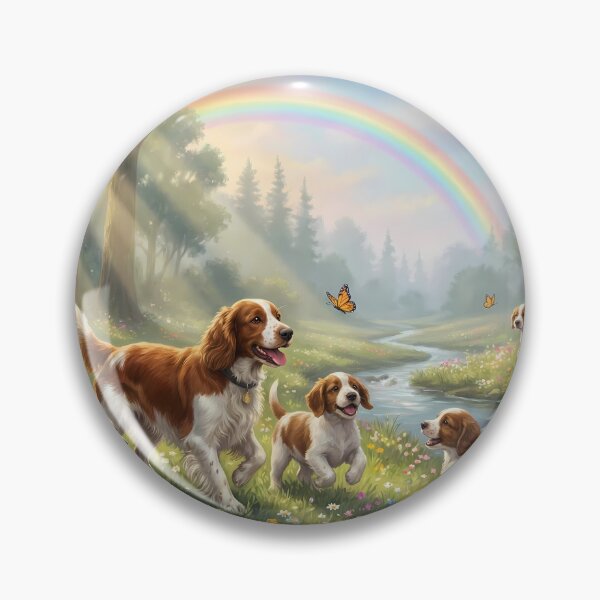 Item preview, Joyful Welsh Springer Spaniel Family in Forest designed and sold by PetMemorialArt.