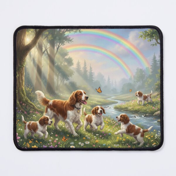 Item preview, Joyful Welsh Springer Spaniel Family in Forest designed and sold by PetMemorialArt.