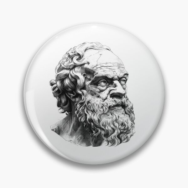 Item preview, Ancient Philosopher Bust – Classical Black and White Illustration designed and sold by inkoutninja.