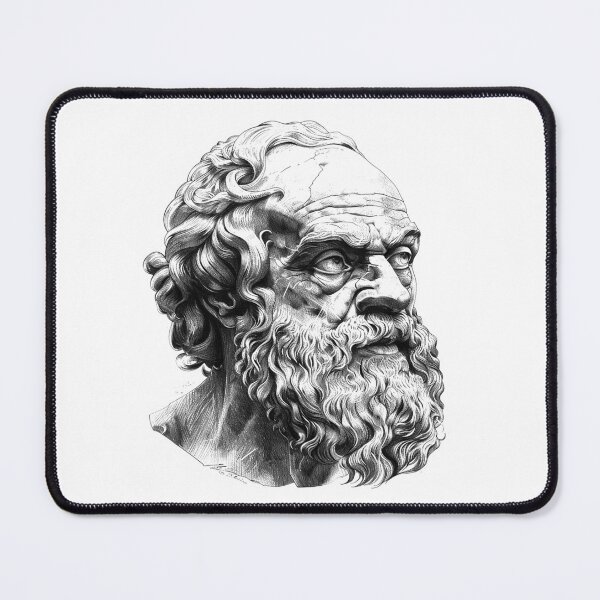 Item preview, Ancient Philosopher Bust – Classical Black and White Illustration designed and sold by inkoutninja.