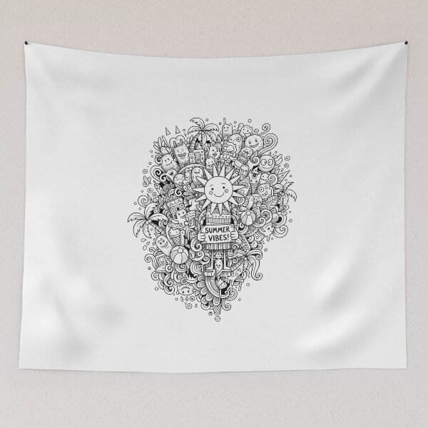 Item preview, Summer Vibes Whimsical Tropical Line Art designed and sold by Art Lab Society.