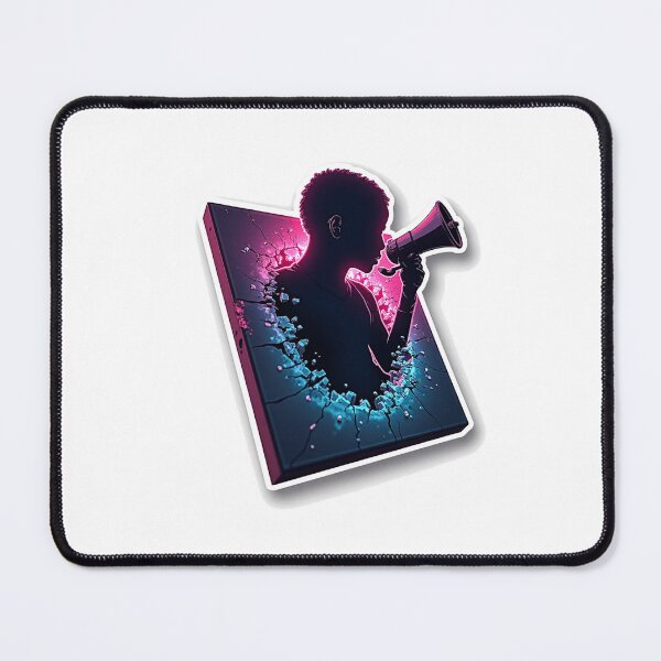 Item preview, Electric Neon Protest Megaphone - Shattered Tech Silhouette designed and sold by SpektroDesign.