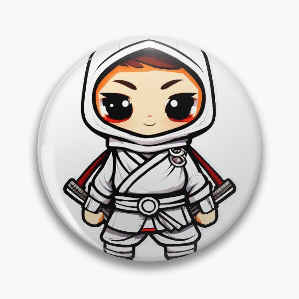 Item preview, Cute White Chibi Ninja With Big Eyes – Kawaii Stealth Warrior Character designed and sold by Shop Arts & Design.