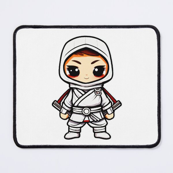 Item preview, Cute White Chibi Ninja With Big Eyes – Kawaii Stealth Warrior Character designed and sold by Shop Arts & Design.