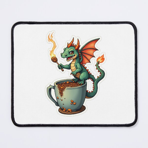 Item preview, Playful Green Dragon Coffee - Whimsical Fantasy Illustration designed and sold by SpektroDesign.