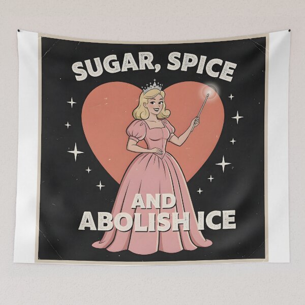 Item preview, Sugar, Spice, and Abolish ICE – Feminist Activist Political Illustration designed and sold by GiftsCreek.
