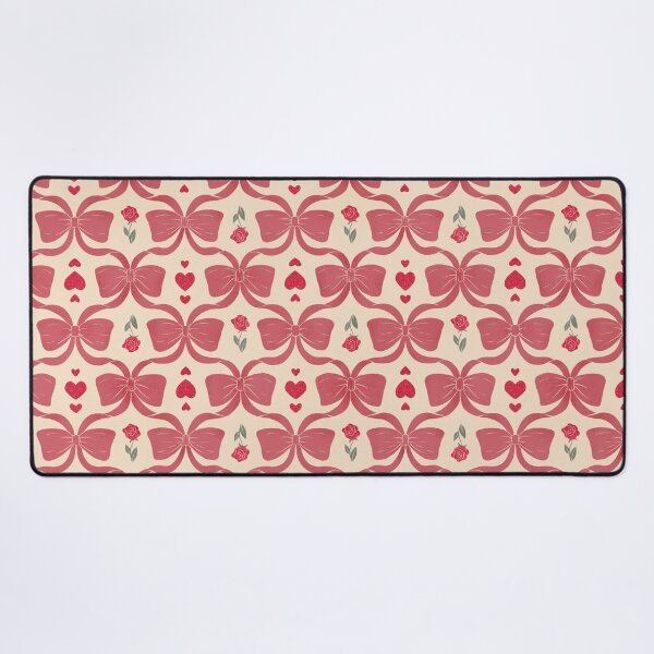 Item preview, Vintage Coquette Pink Ribbon Trellis - Romantic Heart & Rose designed and sold by studiomamabara.