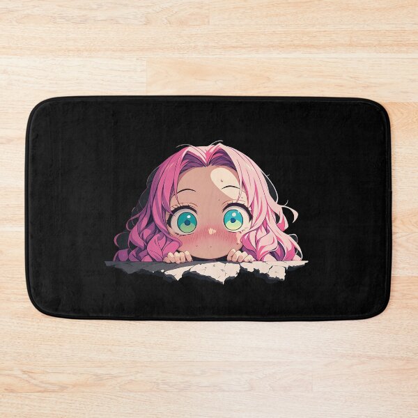 Item preview, Mitsuri Kanroji Demon Slayer Anime Cute Chibi Peeking Pink Hair designed and sold by TorbenKuhano.