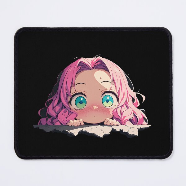 Item preview, Mitsuri Kanroji Demon Slayer Anime Cute Chibi Peeking Pink Hair designed and sold by TorbenKuhano.
