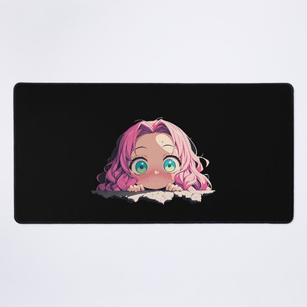 Item preview, Mitsuri Kanroji Demon Slayer Anime Cute Chibi Peeking Pink Hair designed and sold by TorbenKuhano.