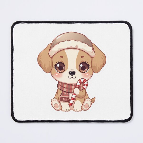 Item preview, Cute Christmas Puppy with Candy Cane – Kawaii Winter Dog / Kawaii Christmas Dog with Candy Cane designed and sold by SinghDesignHub.