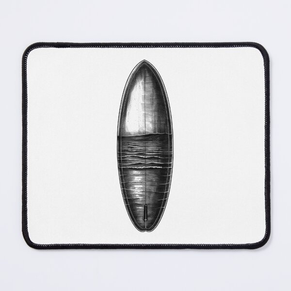 Item preview, Minimalist Surfboard with Wave Design – Black and White Surf Art designed and sold by inkoutninja.