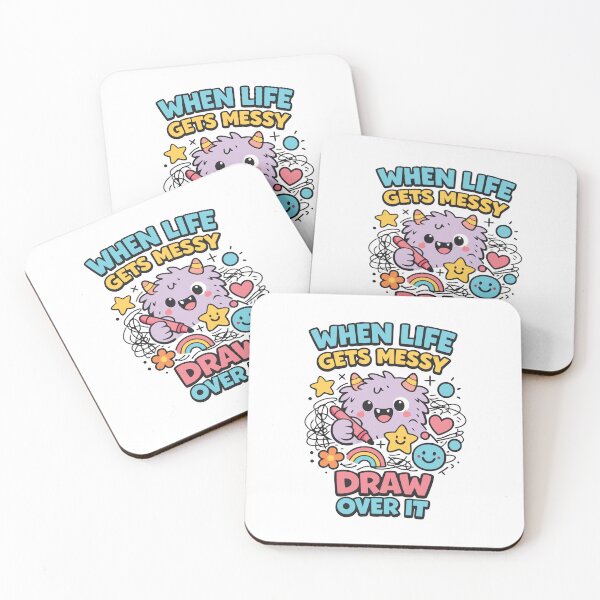 Item preview, When Life Gets Messy Draw Over It – Cute Art Therapy Monster Illustration designed and sold by PrintMastery.