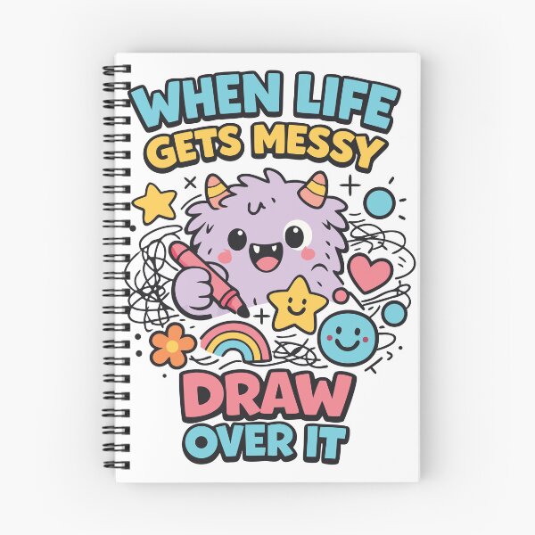 Item preview, When Life Gets Messy Draw Over It – Cute Art Therapy Monster Illustration designed and sold by PrintMastery.