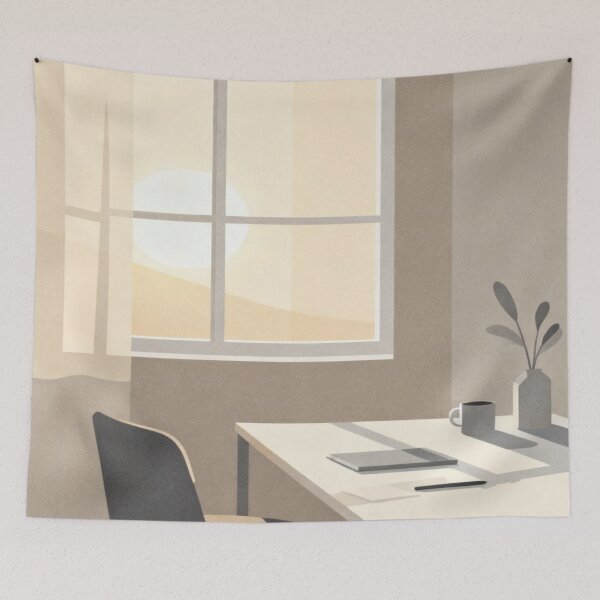 Item preview, Mindful Workspace – Minimalist Desk Scene with Warm Light designed and sold by Cristhian Almanza.
