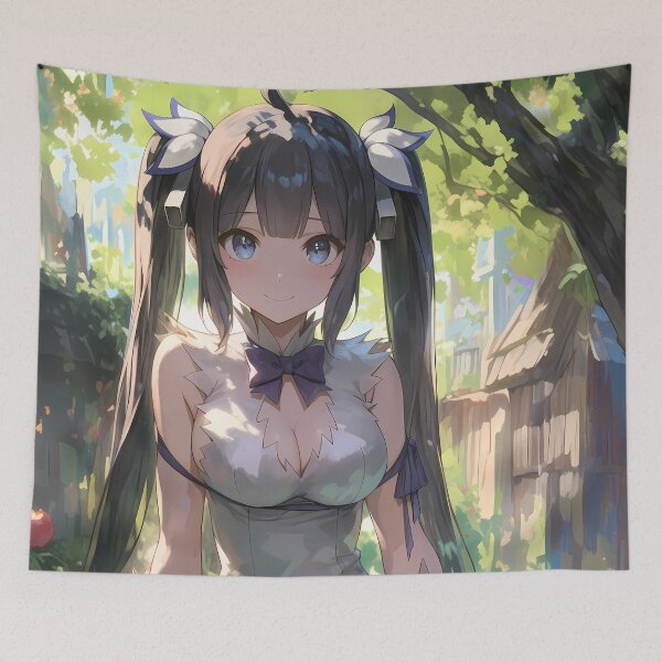 Item preview, Hestia DanMachi Anime Girl Goddess Sitting in Serene Garden designed and sold by TorbenKuhano.