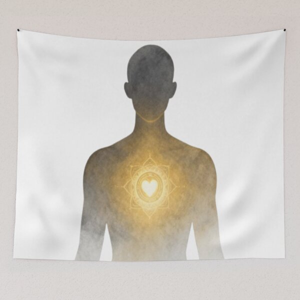 Item preview, Heart Light – Silhouette with Radiant Mandala and Inner Glow designed and sold by Cristhian Almanza.