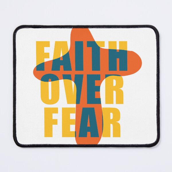 Item preview, Faith Over Fear Christian Quote | Modern Cross Typography Art designed and sold by Blessed Be Your Name.