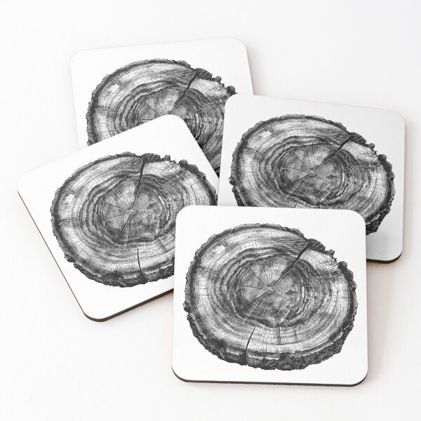 Item preview, Tree Rings Cross-Section – Black and White Nature Illustration designed and sold by inkoutninja.